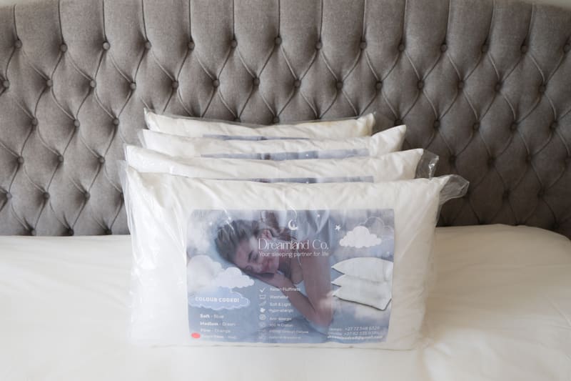 Dreamland pillows in their branded retail packaging